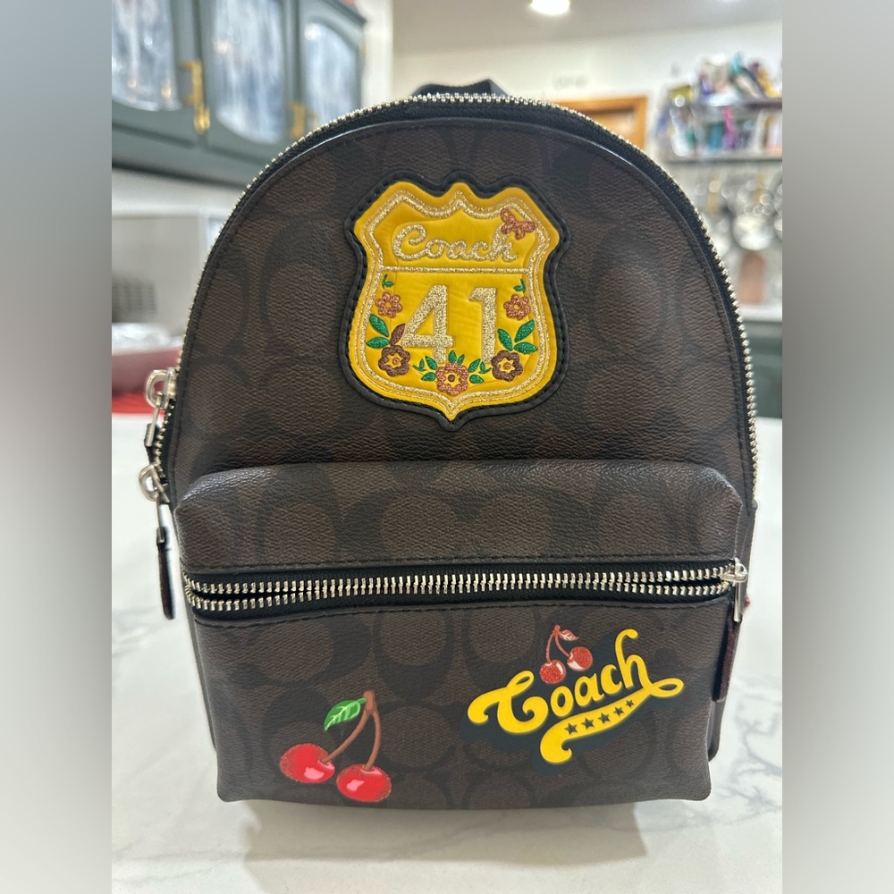 Coach Mini Charlie Signature Backpack With Patches